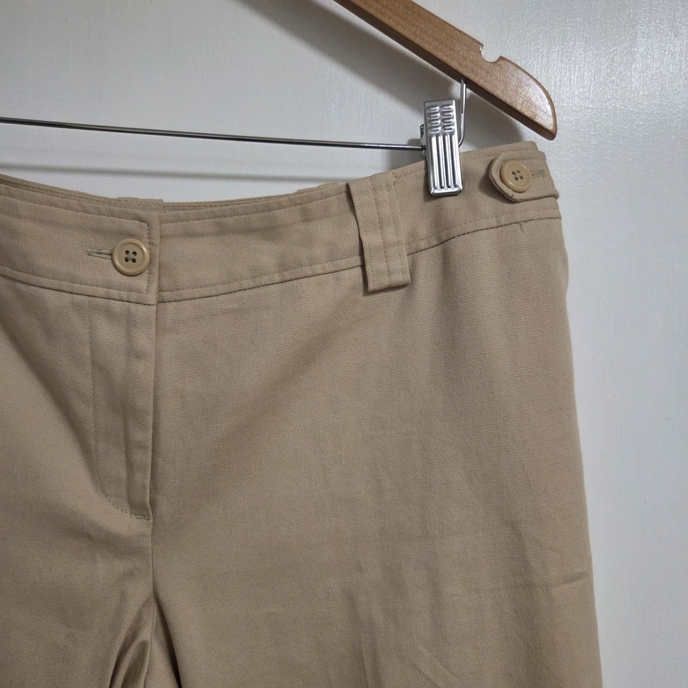LOFT Womens Marisa Capri Pants Size 8 Beige Cropped Lace Hem Stretch Cotton - Picture 4 of 12